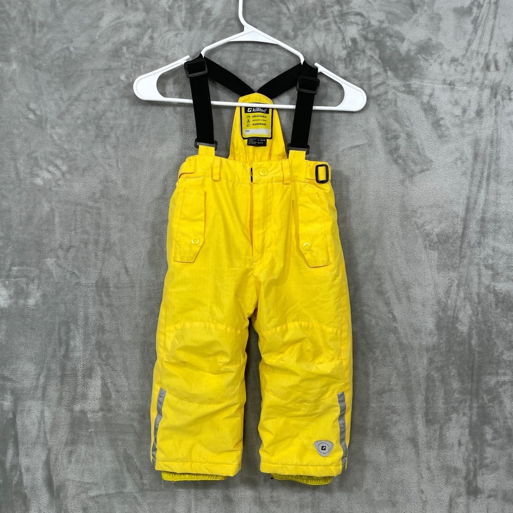 Killtec Ski Snow Bibs Kids Size 1/2 Boys Girls Neon Yellow Windproof Insulated